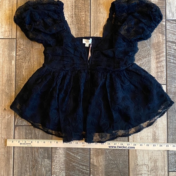 Entro Black Textured Puff Sleeve Blouse 🆕 - Picture 9 of 12